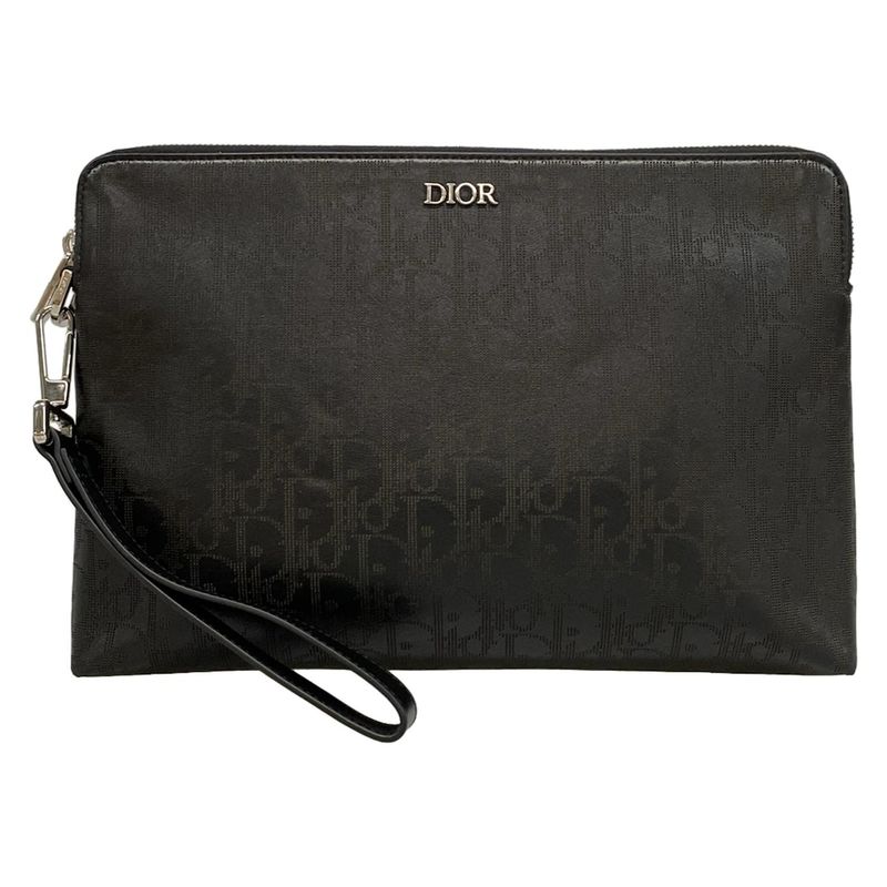 Dior/christian Dior Clutch Bag Oblique Galaxy 2esca251vpd Black Perforated