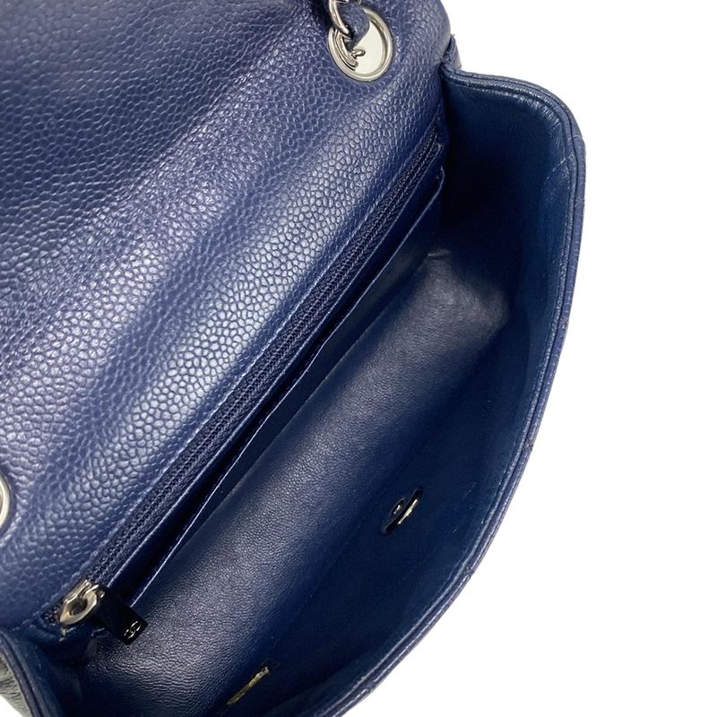 Chanel Shoulder Bag Mini Matelasse A69900 Navy Silver Hardware / Chain Shoulder