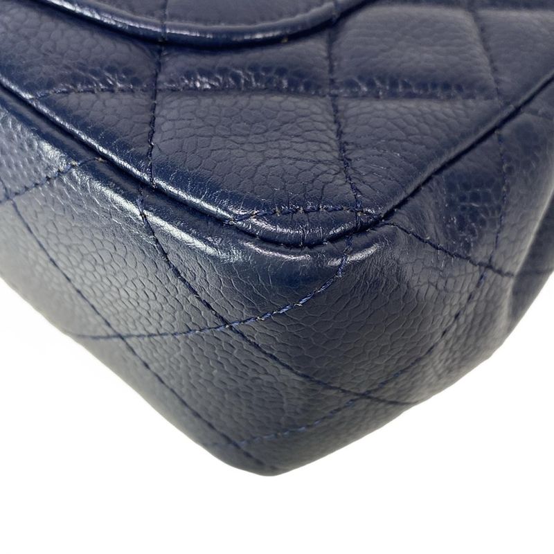 Chanel Shoulder Bag Mini Matelasse A69900 Navy Silver Hardware / Chain Shoulder