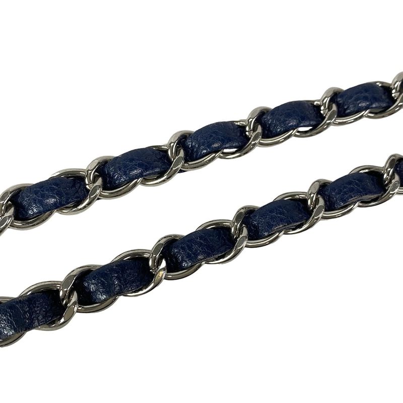 Chanel Shoulder Bag Mini Matelasse A69900 Navy Silver Hardware / Chain Shoulder