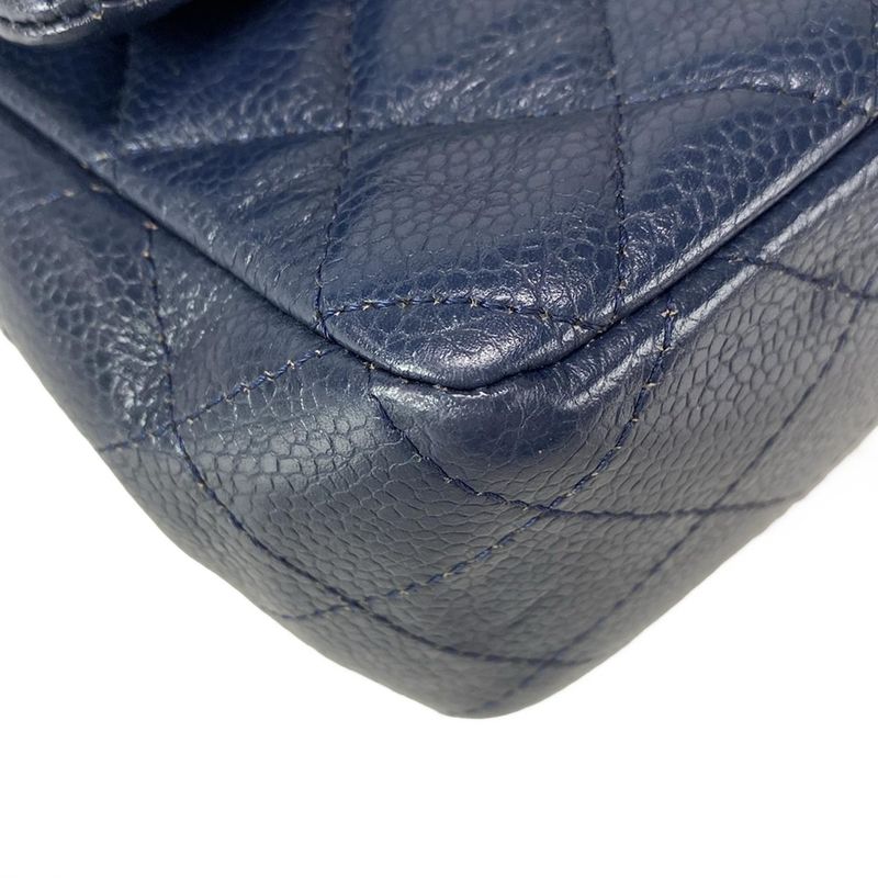 Chanel Shoulder Bag Mini Matelasse A69900 Navy Silver Hardware / Chain Shoulder