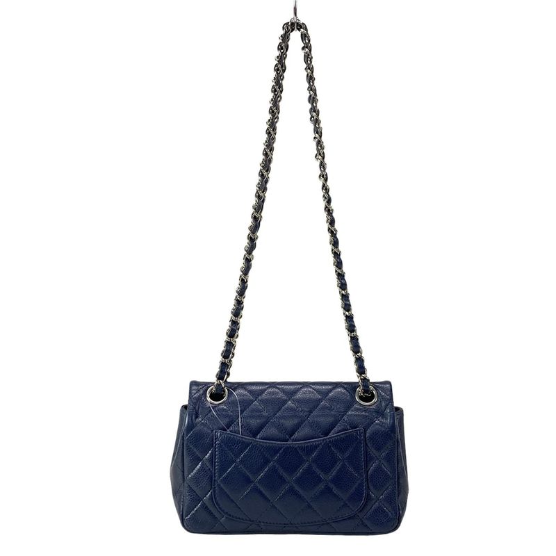 Chanel Shoulder Bag Mini Matelasse A69900 Navy Silver Hardware / Chain Shoulder
