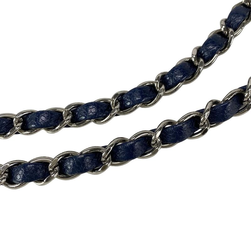 Chanel Shoulder Bag Mini Matelasse A69900 Navy Silver Hardware / Chain Shoulder