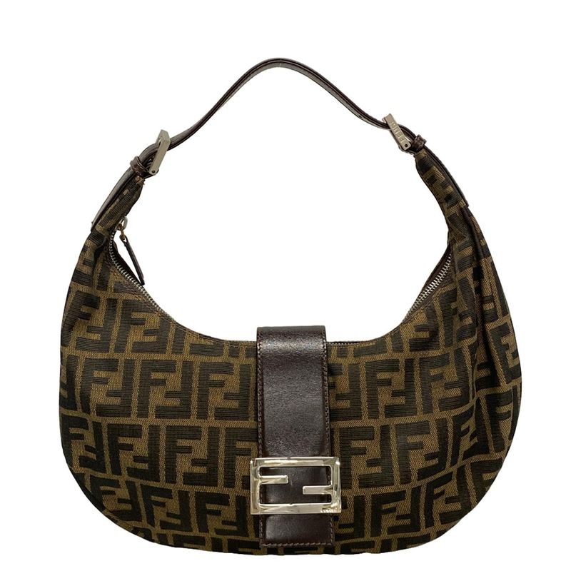 Fendi Shoulder Bag Zucca Pattern 16321 Brown X Black X Dark Brown Leather