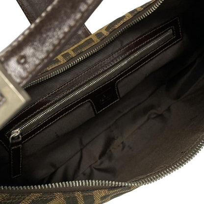 Fendi Shoulder Bag Zucca Pattern 16321 Brown X Black X Dark Brown Leather