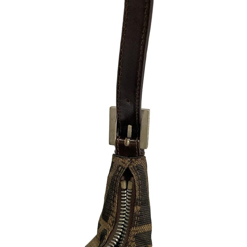 Fendi Shoulder Bag Zucca Pattern 16321 Brown X Black X Dark Brown Leather