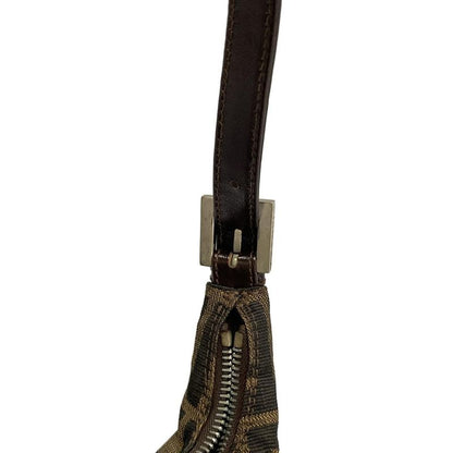 Fendi Shoulder Bag Zucca Pattern 16321 Brown X Black X Dark Brown Leather