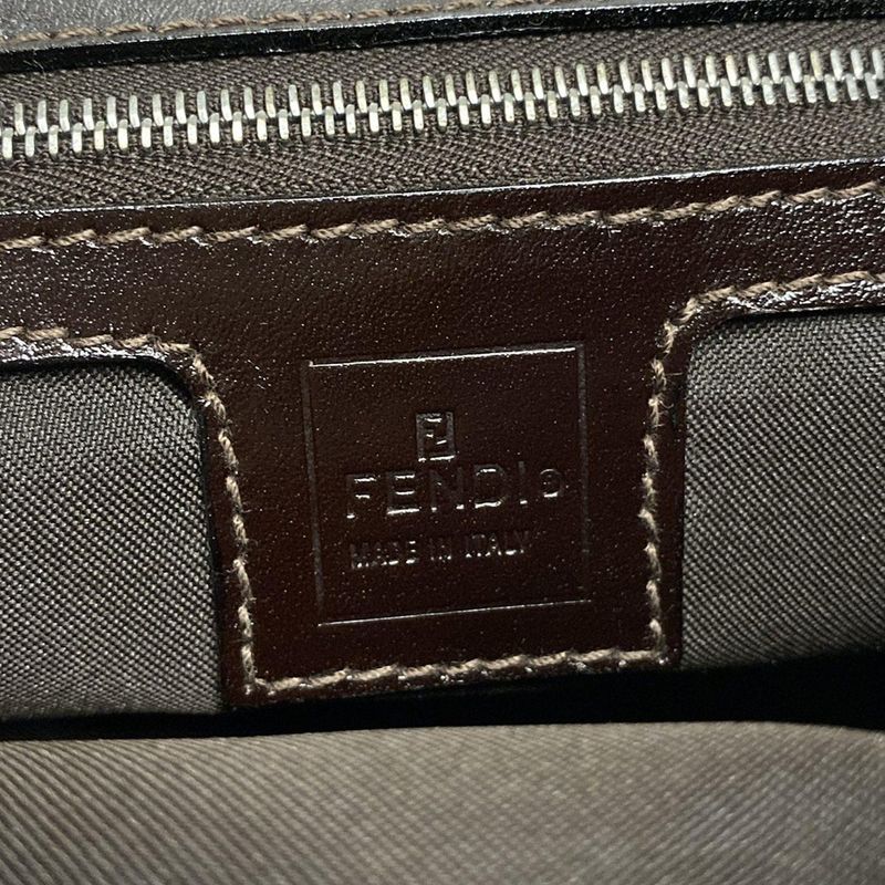 Fendi Shoulder Bag Zucca Pattern 16321 Brown X Black X Dark Brown Leather