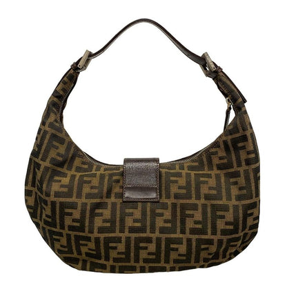 Fendi Shoulder Bag Zucca Pattern 16321 Brown X Black X Dark Brown Leather