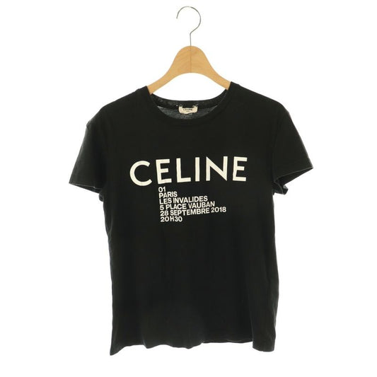 Celine T-shirt Cut And Sewn Short Sleeves Logo Print Cotton S Black White
