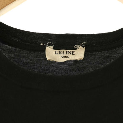 Celine T-shirt Cut And Sewn Short Sleeves Logo Print Cotton S Black White