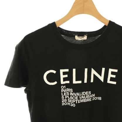 Celine T-shirt Cut And Sewn Short Sleeves Logo Print Cotton S Black White
