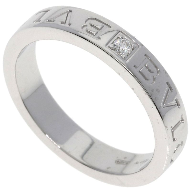 Bvlgari Bulgari Double Logo Diamond Ring And Ring 18K White Gold Ladies