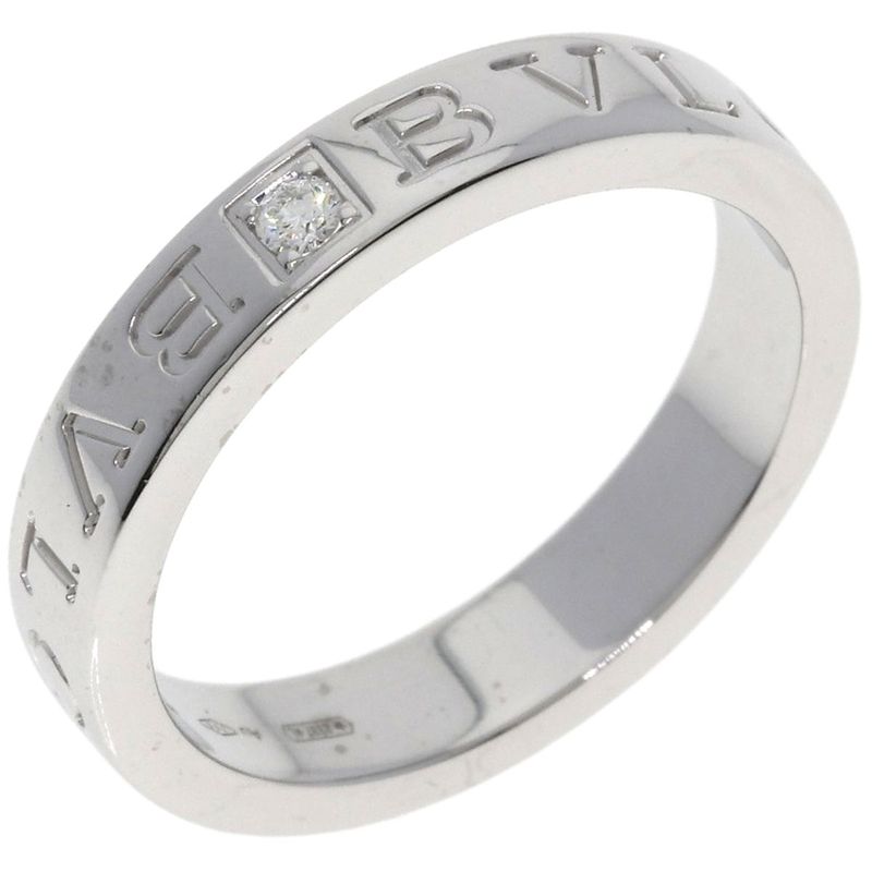 Bvlgari Bulgari Double Logo Diamond Ring And Ring 18K White Gold Ladies