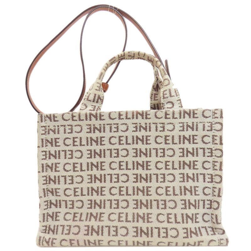 Celine Small Cabas Tice Triomphe Handbag Canvas Women