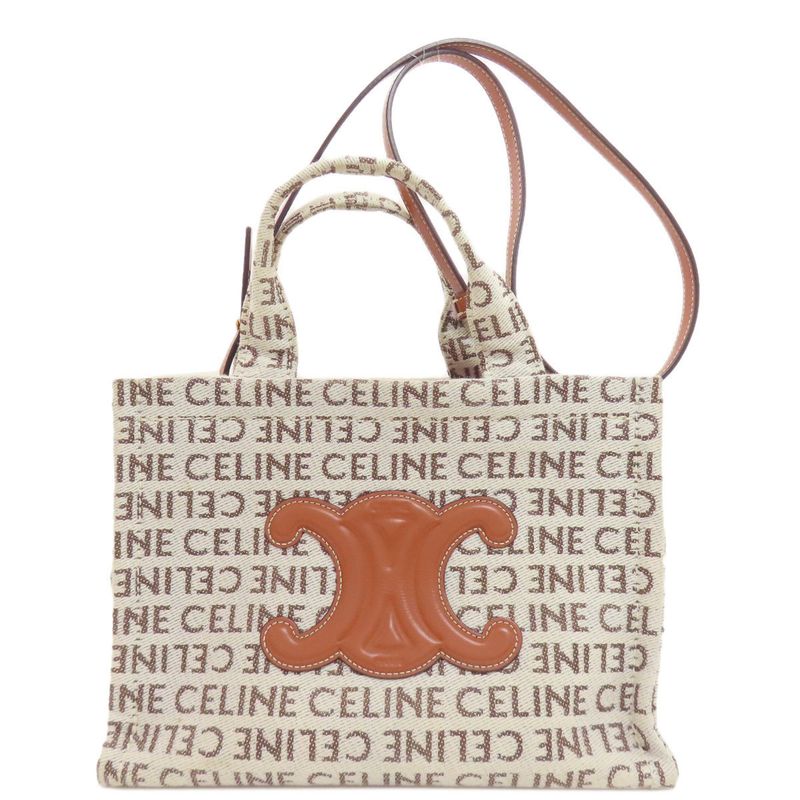 Celine Small Cabas Tice Triomphe Handbag Canvas Women
