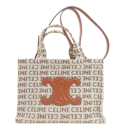 Celine Small Cabas Tice Triomphe Handbag Canvas Women