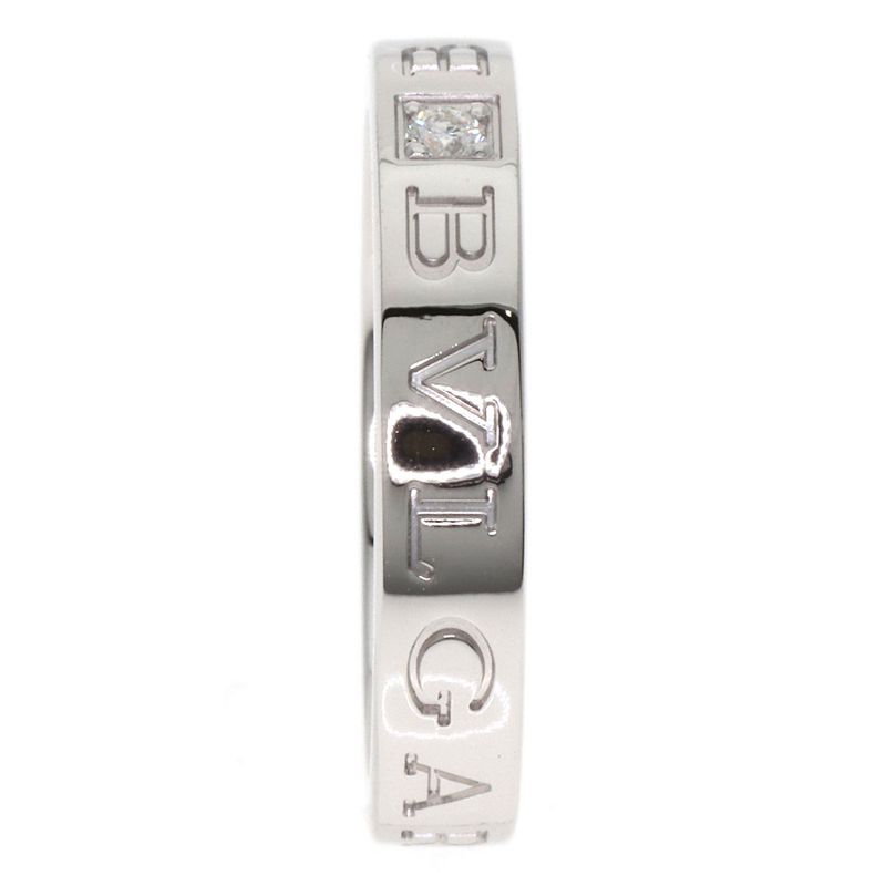 Bvlgari Bulgari Double Logo 1P Diamond Ring And Ring 18K White Gold Ladies