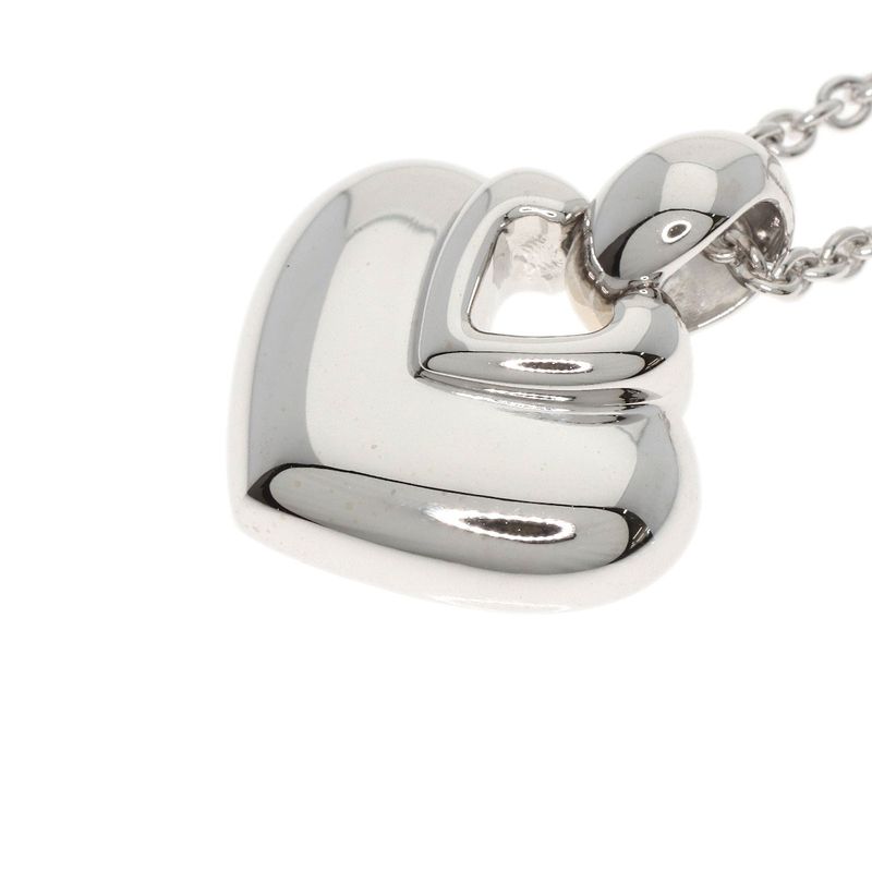 Bvlgari Bulgari Doppio Cuore Heart Necklace 18K White Gold Ladies