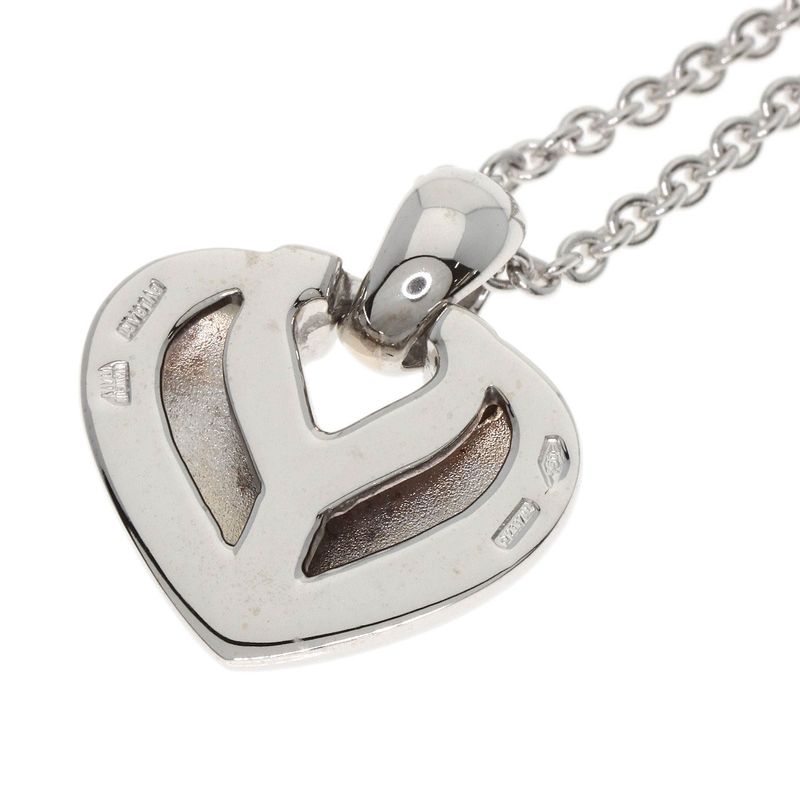 Bvlgari Bulgari Doppio Cuore Heart Necklace 18K White Gold Ladies