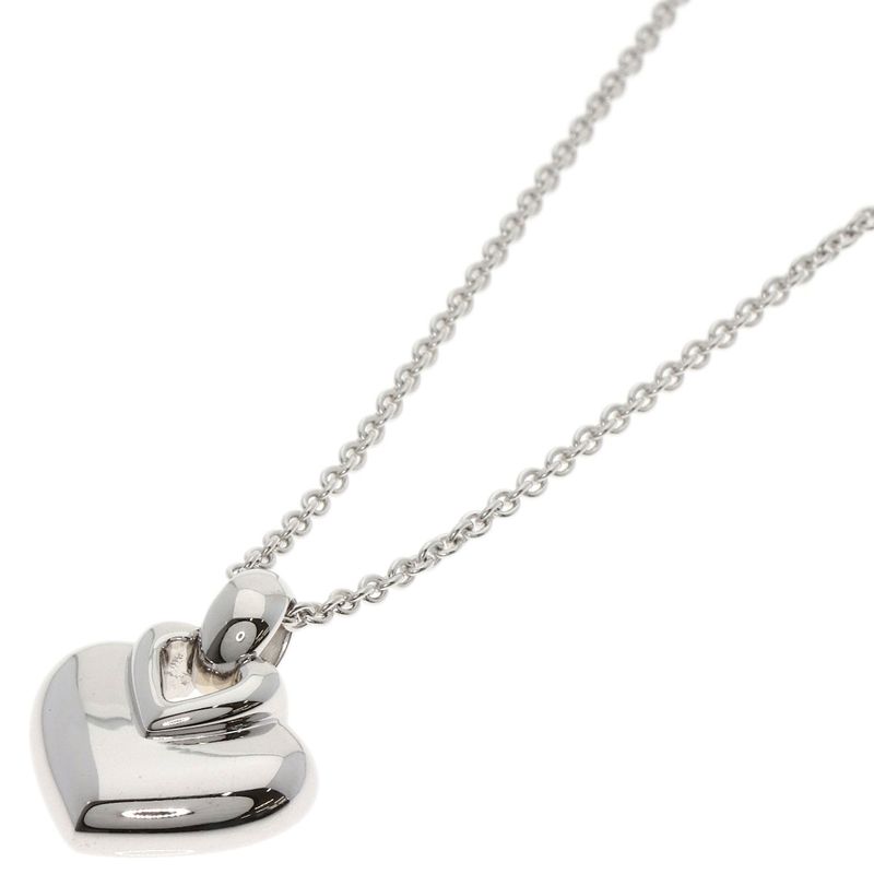 Bvlgari Bulgari Doppio Cuore Heart Necklace 18K White Gold Ladies
