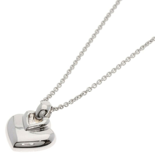 Bvlgari Bulgari Doppio Cuore Heart Necklace 18K White Gold Ladies