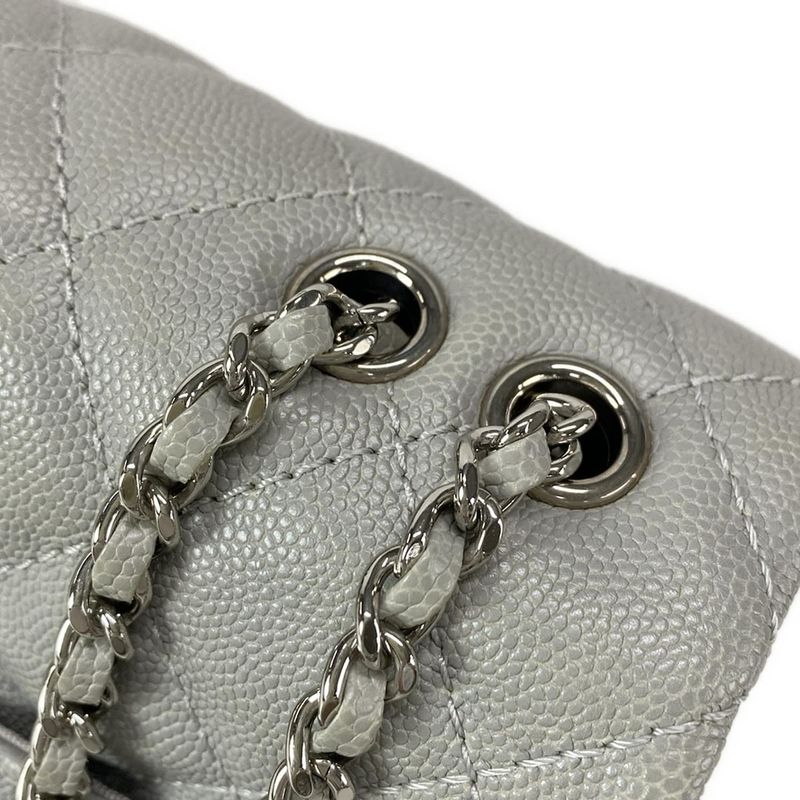 Chanel Shoulder Bag Mini Matelasse Gray Chain Shoulder/silver Hardware