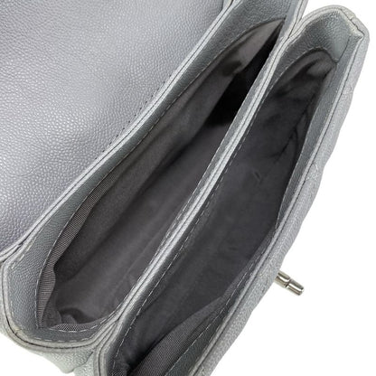 Chanel Shoulder Bag Mini Matelasse Gray Chain Shoulder/silver Hardware