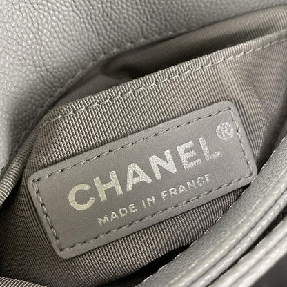 Chanel Shoulder Bag Mini Matelasse Gray Chain Shoulder/silver Hardware