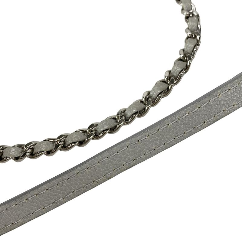 Chanel Shoulder Bag Mini Matelasse Gray Chain Shoulder/silver Hardware