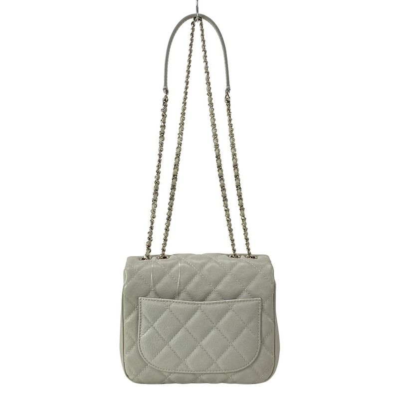 Chanel Shoulder Bag Mini Matelasse Gray Chain Shoulder/silver Hardware
