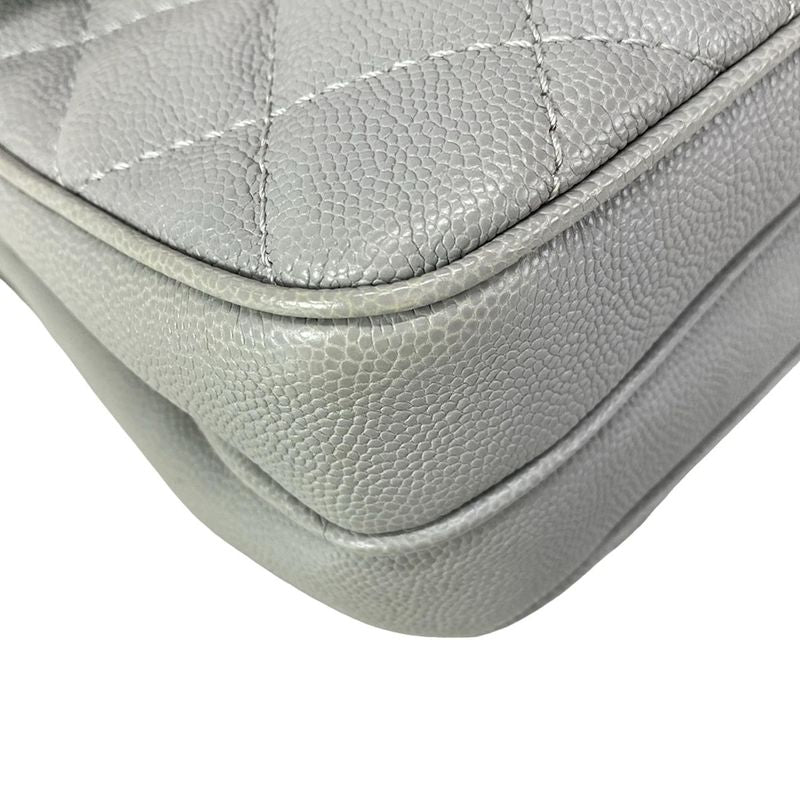 Chanel Shoulder Bag Mini Matelasse Gray Chain Shoulder/silver Hardware