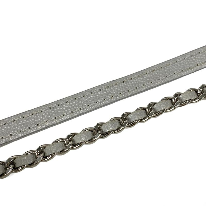 Chanel Shoulder Bag Mini Matelasse Gray Chain Shoulder/silver Hardware