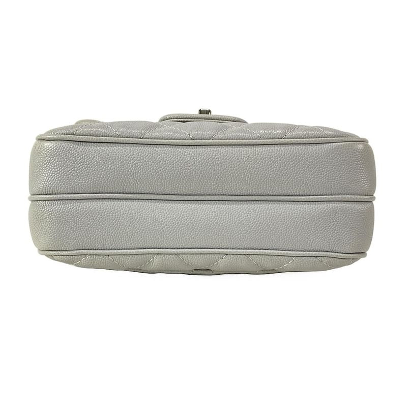 Chanel Shoulder Bag Mini Matelasse Gray Chain Shoulder/silver Hardware