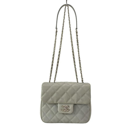 Chanel Shoulder Bag Mini Matelasse Gray Chain Shoulder/silver Hardware