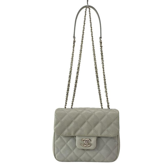 Chanel Shoulder Bag Mini Matelasse Gray Chain Shoulder/silver Hardware