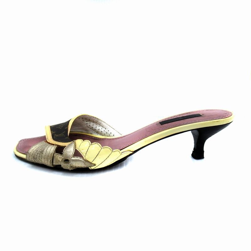 Louis Vuitton Mules Sandals Monogram Leather Enamel 36.5 23.5cm (9.25in)