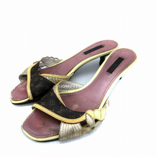 Louis Vuitton Mules Sandals Monogram Leather Enamel 36.5 23.5cm (9.25in)