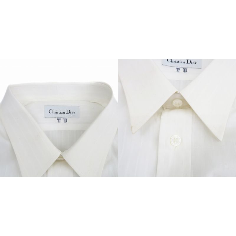 Christian DIOR Y Shirt Long Sleeve Striped Off White HO20 - GY53