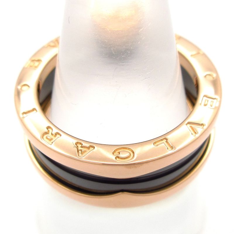 Bvlgari Ring 57 Beautiful B-zero1 18K Pink Gold×black