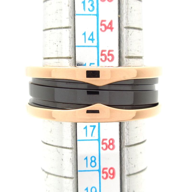 Bvlgari Ring 57 Beautiful B-zero1 18K Pink Gold×black