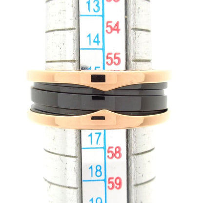 Bvlgari Ring 57 Beautiful B-zero1 18K Pink Gold×black