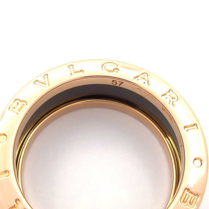 Bvlgari Ring 57 Beautiful B-zero1 18K Pink Gold×black