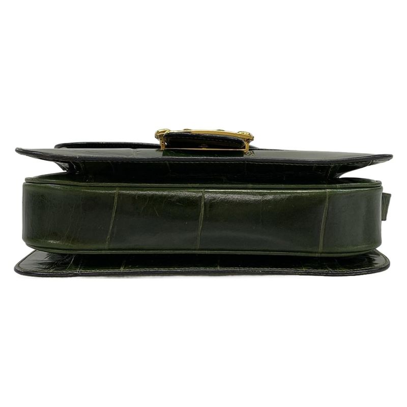 Celine Shoulder Bag - Dark Green Shape Stamped Leather