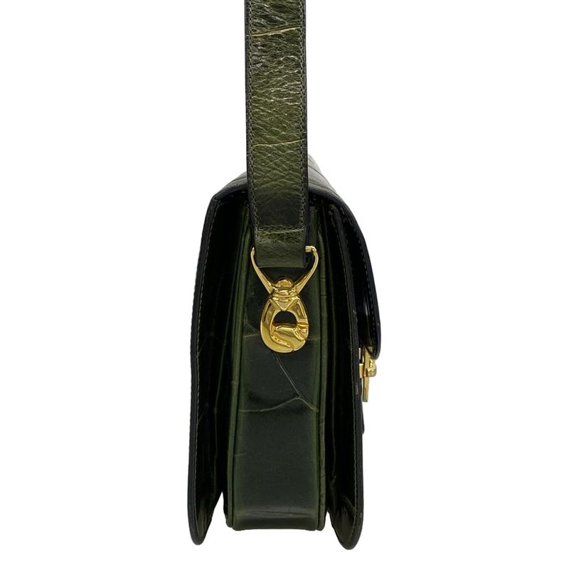 Celine Shoulder Bag - Dark Green Shape Stamped Leather