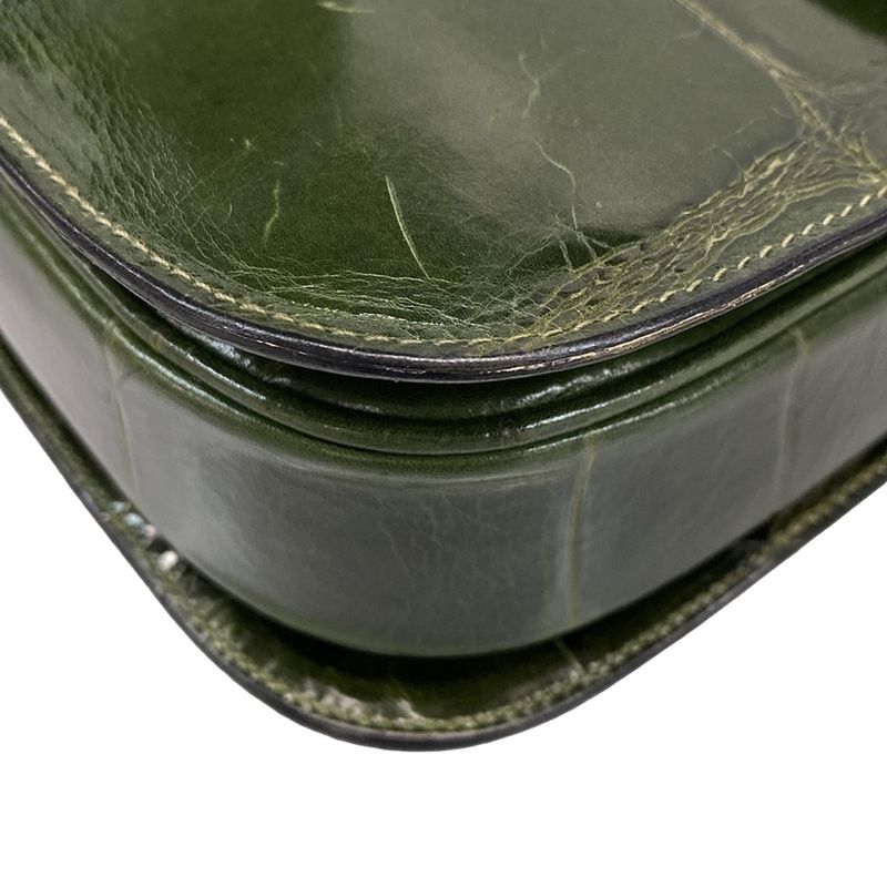 Celine Shoulder Bag - Dark Green Shape Stamped Leather