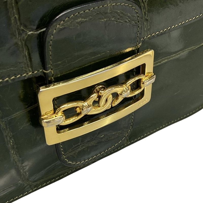 Celine Shoulder Bag - Dark Green Shape Stamped Leather
