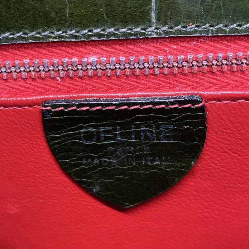 Celine Shoulder Bag - Dark Green Shape Stamped Leather