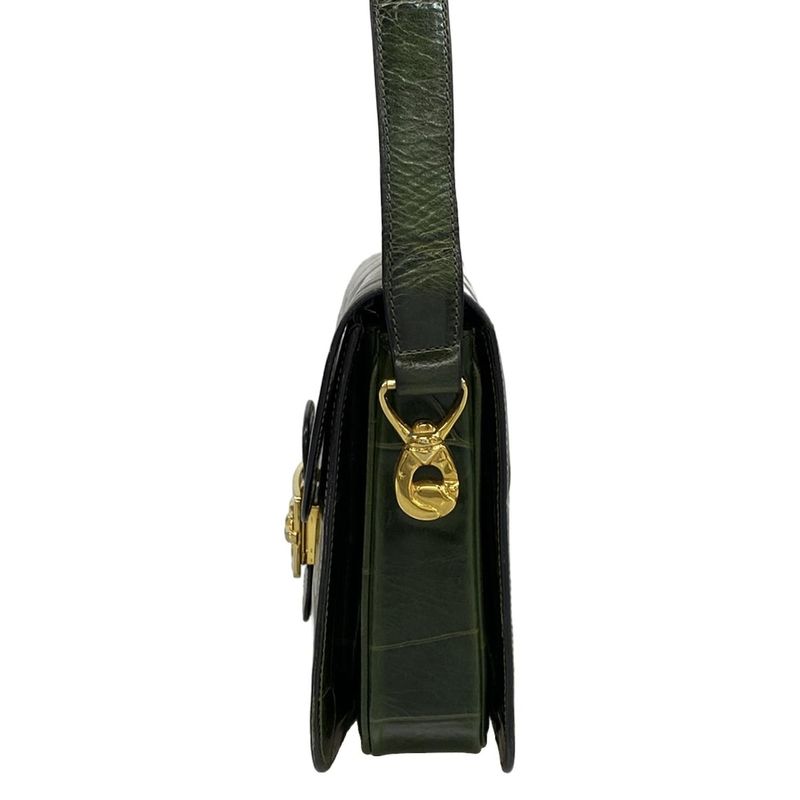 Celine Shoulder Bag - Dark Green Shape Stamped Leather