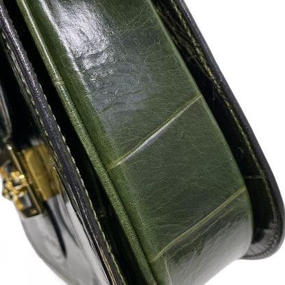 Celine Shoulder Bag - Dark Green Shape Stamped Leather
